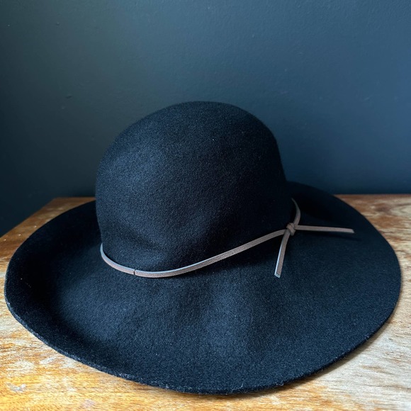 Aritzia Talula Baylis Black Wool Fedora Wide Brim Floppy Hat main image 4